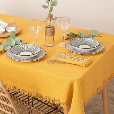 Atmosphera 194371R nappe coton moutarde jaune - Nappe - Publicité Atmosphera 194371R nappe coton moutarde jaune - Nappe - Publicité