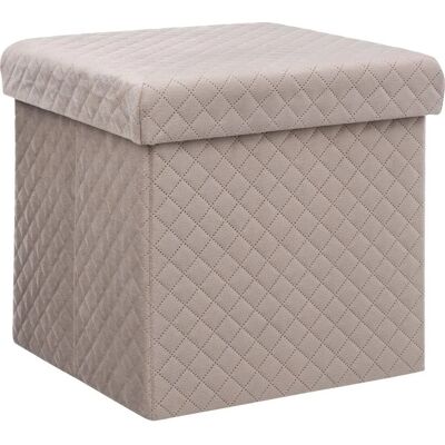 Pouf pliable en velours beige de Five Simply Smart avec rangement - Publicité Pouf pliable en velours beige de Five Simply Smart avec rangement - Publicité