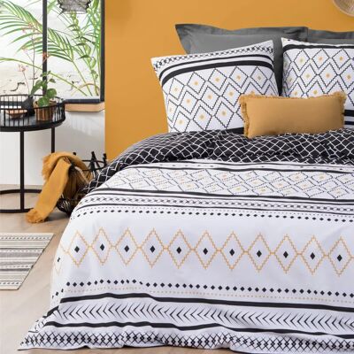 Conjunto de ropa de cama Atmosphera 194401 - Estampado étnico percal, blanco y negro Conjunto de ropa de cama Atmosphera 194401 - Estampado étnico percal, blanco y negro