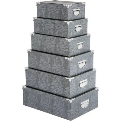 Cajas de Esquina Grises Efecto Cocodrilo 5five - Cajas de Almacenamiento Cajas de Esquina Grises Efecto Cocodrilo 5five - Cajas de Almacenamiento