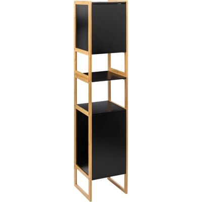Northix Hoher Badezimmerregal mit Schrank - Schwarz Northix Hoher Badezimmerregal mit Schrank - Schwarz