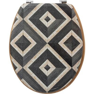 5Five Wooden Toilet Seat Cover - Beige & Black - Toilet Seat 5Five Wooden Toilet Seat Cover - Beige & Black - Toilet Seat