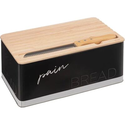 Five Brotkasten - schwarz mit Schneidebrett & Messer - 32,7x20,2x14,5 cm Five Brotkasten - schwarz mit Schneidebrett & Messer - 32,7x20,2x14,5 cm