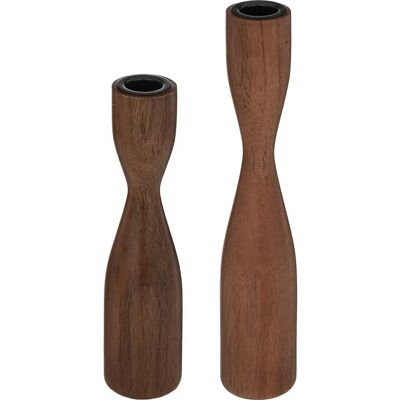Support de bougies en bois de manguier Atmosphera - 2 pièces - Publicité Support de bougies en bois de manguier Atmosphera - 2 pièces - Publicité