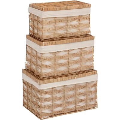 Set de 3 coffres en rotin Atmosphera - Beige - Publicité Set de 3 coffres en rotin Atmosphera - Beige - Publicité