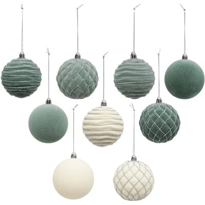Unknown - 9-Piece Ornaments - Zielony Kość Słoniowa - Ø8cm - Decor Unknown - 9-Piece Ornaments - Zielony Kość Słoniowa - Ø8cm - Decor