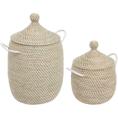 Decoratieve manden set van 2 Beige Soleya Atmosphera - 39cm-58cm Decoratieve manden set van 2 Beige Soleya Atmosphera - 39cm-58cm
