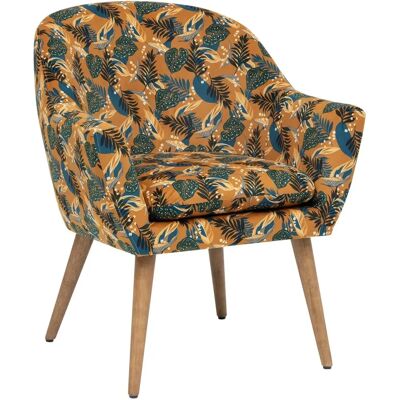 Fauteuil Velours Jungle Ocre Atmosphera - Type de Produit - Publicité Fauteuil Velours Jungle Ocre Atmosphera - Type de Produit - Publicité