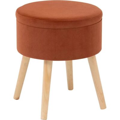 Tabouret en Velours Ambre avec Pieds en Bois - Coffre de Rangement - Publicité Tabouret en Velours Ambre avec Pieds en Bois - Coffre de Rangement - Publicité