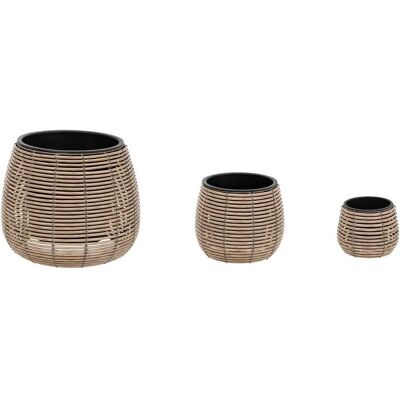 Ensemble de Pots Atmosphera - Beige Effet Rotin - 3 Pièces - Publicité Ensemble de Pots Atmosphera - Beige Effet Rotin - 3 Pièces - Publicité