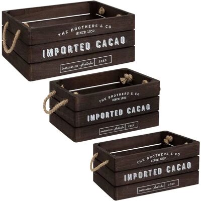 Set de Caisses en Bois Atmosphera - Style Colonial - 3 Tailles - Publicité Set de Caisses en Bois Atmosphera - Style Colonial - 3 Tailles - Publicité