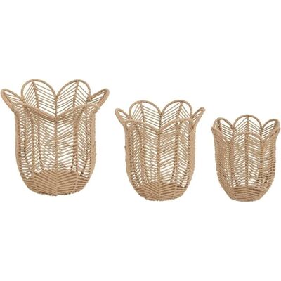 Ensemble de 3 paniers en jute Atmosphera - Décor floral - Publicité Ensemble de 3 paniers en jute Atmosphera - Décor floral - Publicité