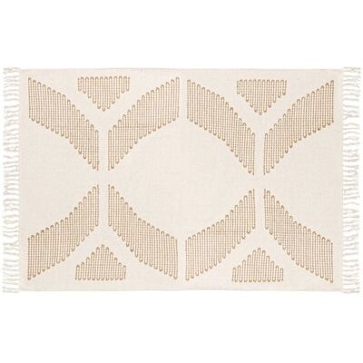 Tapis Brodé Blanc & Beige Atmosphera - 170x120cm - Publicité Tapis Brodé Blanc & Beige Atmosphera - 170x120cm - Publicité