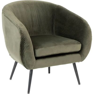 Sillón de terciopelo verde caqui Atmosphera - Confort y Estilo Sillón de terciopelo verde caqui Atmosphera - Confort y Estilo