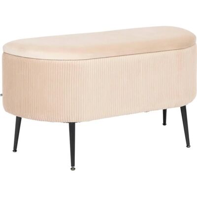 Banquette en velours beige Atmosphera avec rangement - Meuble - Publicité Banquette en velours beige Atmosphera avec rangement - Meuble - Publicité