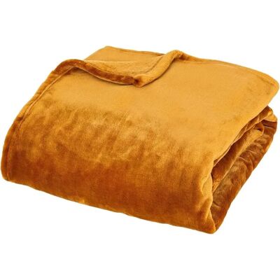 Plaid en Fausse Fourrure Jaune Moutarde - Couverture - Publicité Plaid en Fausse Fourrure Jaune Moutarde - Couverture - Publicité