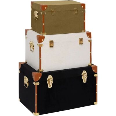 Coffres de rangement Atmosphera - Vintage Empilables en Bois et Lin - 20L - Publicité Coffres de rangement Atmosphera - Vintage Empilables en Bois et Lin - 20L - Publicité