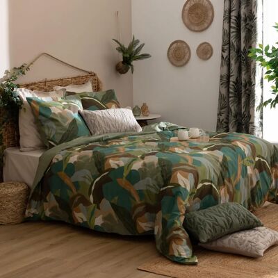 Zielony zestaw pościeli Renata z bawełnianego perkalowego płótna - 240x220cm Zielony zestaw pościeli Renata z bawełnianego perkalowego płótna - 240x220cm