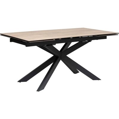 Mesa de comedor extensible beige Atmosphera - Base de acero cruzada - 6-10 asientos Mesa de comedor extensible beige Atmosphera - Base de acero cruzada - 6-10 asientos