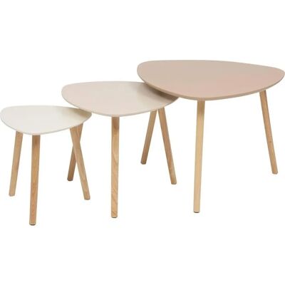 Conjunto de Mesas de Café Apilables Beige - Mesas de Café Set Conjunto de Mesas de Café Apilables Beige - Mesas de Café Set
