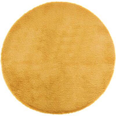 Atmosphera Mustard Yellow Faux Fur Round Rug - Area Rug Atmosphera Mustard Yellow Faux Fur Round Rug - Area Rug