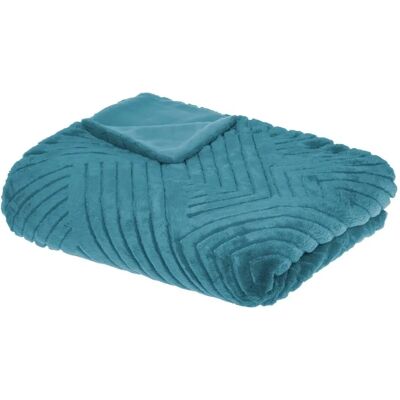 Atmosphera - Plaid effet fausse fourrure 3D Géo - Bleu canard - Plaid - Publicité Atmosphera - Plaid effet fausse fourrure 3D Géo - Bleu canard - Plaid - Publicité