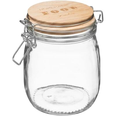 5FIVE Barattolo di Vetro - Coperchio in Legno Naturale - 750ml - Trasparente - Tipo di Prodotto 5FIVE Barattolo di Vetro - Coperchio in Legno Naturale - 750ml - Trasparente - Tipo di Prodotto