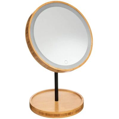 Beige Bamboo LED Makeup Mirror - 18cm - 5five Beige Bamboo LED Makeup Mirror - 18cm - 5five