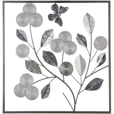 Art mural en métal argenté Atmosphera - Décoration florale - 50x50cm - Publicité Art mural en métal argenté Atmosphera - Décoration florale - 50x50cm - Publicité