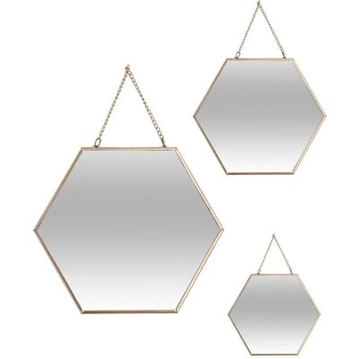 Atmosphera Wandspiegel-Set - Hexagonale Goldmetall, 3 Stück Atmosphera Wandspiegel-Set - Hexagonale Goldmetall, 3 Stück