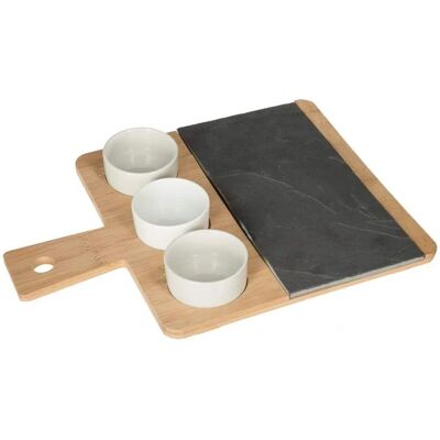 Secret de Gourmet Schiefer und Bambus Servierset - Snackplatte & Schalen Secret de Gourmet Schiefer und Bambus Servierset - Snackplatte & Schalen