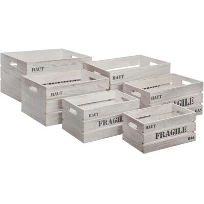 Caja de almacenamiento Atmosphera Modelo 140443 - 6 Cajas vintage de madera Caja de almacenamiento Atmosphera Modelo 140443 - 6 Cajas vintage de madera