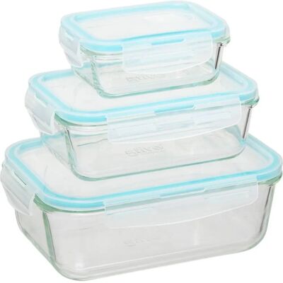5five Simply Smart Ensemble de 3 Boîtes à Lunch en Cristal Bleu Transparent - Publicité 5five Simply Smart Ensemble de 3 Boîtes à Lunch en Cristal Bleu Transparent - Publicité