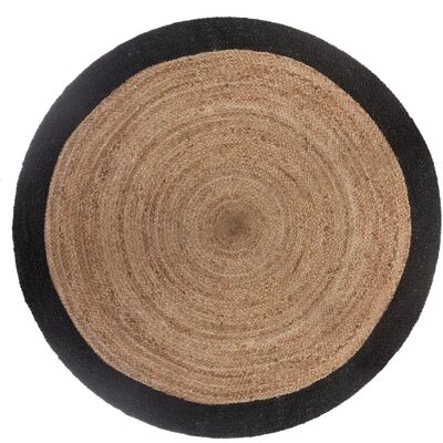 Atmosphera Jute Rundteppich - 120cm - Modernes Schwarzes Randdesign Atmosphera Jute Rundteppich - 120cm - Modernes Schwarzes Randdesign