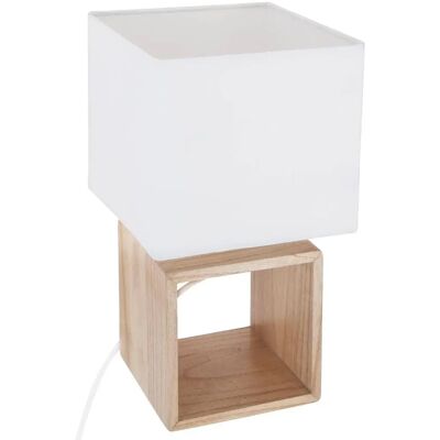 Lámpara Cuadrada de Madera Atmosphera Pojo - 32cm - Lámpara de Mesa Lámpara Cuadrada de Madera Atmosphera Pojo - 32cm - Lámpara de Mesa