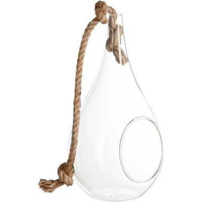 Atmosphera Glazen Druppelvaas - Jute Koord - 25cm Atmosphera Glazen Druppelvaas - Jute Koord - 25cm