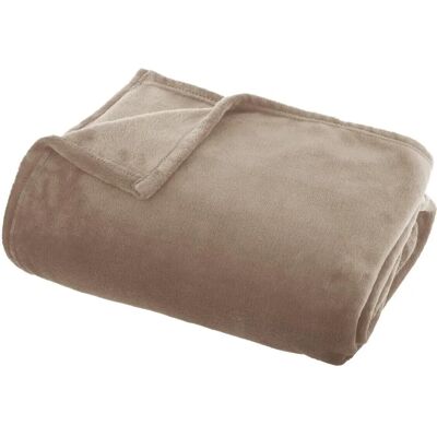 Atmosphera Beiger Flanell-Wurfdecke - Decke Atmosphera Beiger Flanell-Wurfdecke - Decke