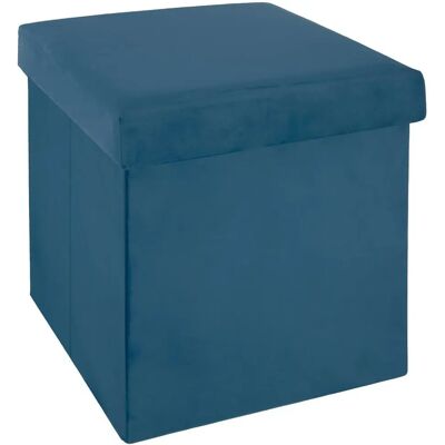 ATMOSPHERA Pouf Velours Bleu Pliable - Pouf avec Espace de Rangement - Publicité ATMOSPHERA Pouf Velours Bleu Pliable - Pouf avec Espace de Rangement - Publicité