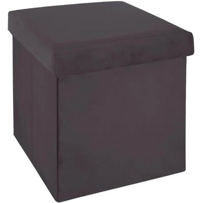 Pouf Pliant en Velours Gris Atmosphera - Siège et rangement multifonction - Publicité Pouf Pliant en Velours Gris Atmosphera - Siège et rangement multifonction - Publicité