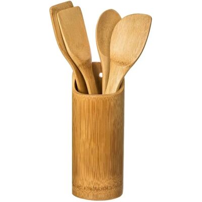 FIVE SIMPLY SMART Ensemble d'Ustensiles en Bambou avec 4 Spatules et Casserole - Publicité FIVE SIMPLY SMART Ensemble d'Ustensiles en Bambou avec 4 Spatules et Casserole - Publicité