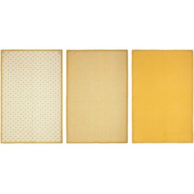 Ensemble de 3 serviettes de cuisine en coton - Jaune ocre - Accessoire cuisine moderne Atmosphera - Publicité Ensemble de 3 serviettes de cuisine en coton - Jaune ocre - Accessoire cuisine moderne Atmosphera - Publicité