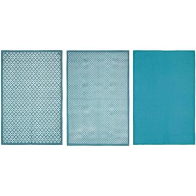 Set de 3 Torchons Atmosphera - Bleu Canard - 45x70 cm - Essuie-mains - Publicité Set de 3 Torchons Atmosphera - Bleu Canard - 45x70 cm - Essuie-mains - Publicité