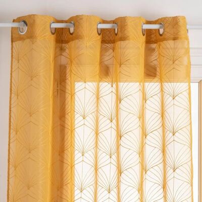 Tenda Trasparente Floreale Ocre Atmosphera - Tenda Tenda Trasparente Floreale Ocre Atmosphera - Tenda
