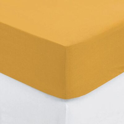 Drap-housse en coton jaune moutarde - 160x200cm - Publicité Drap-housse en coton jaune moutarde - 160x200cm - Publicité