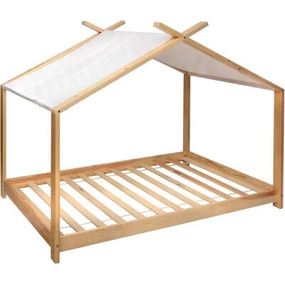 Lit tente enfant Atmosphera Ilan - Pin naturel - 90x190cm - Publicité Lit tente enfant Atmosphera Ilan - Pin naturel - 90x190cm - Publicité