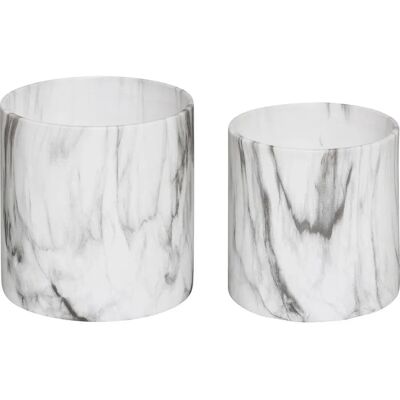 Set di 2 Vasi in Ceramica Effetto Marmo - Bianco e Nero - Vasi Set di 2 Vasi in Ceramica Effetto Marmo - Bianco e Nero - Vasi