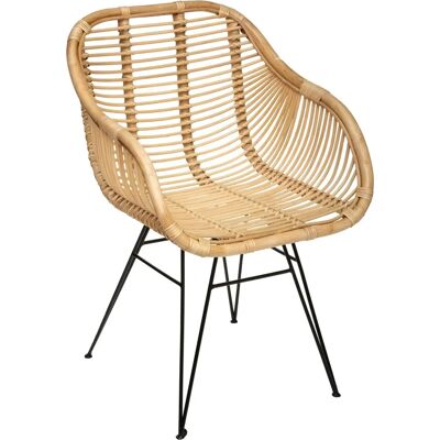 Fauteuil en Rotin Beige Atmosphera - Style Naturel Fauteuil en Rotin Beige Atmosphera - Style Naturel