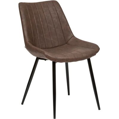 Silla Vintage de Cuero Sintético Marrón Olwen - Comedor Silla Vintage de Cuero Sintético Marrón Olwen - Comedor