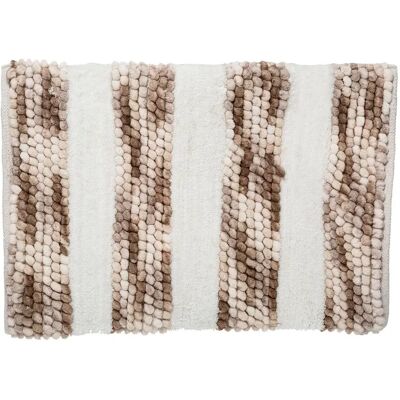 5FIVE White Taupe Bathroom Rug - Striped, 50x75 cm - Rug 5FIVE White Taupe Bathroom Rug - Striped, 50x75 cm - Rug