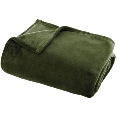 Atmosphera Plaid - Flanelle - Vert kaki - 125x150 cm - Plaid - Publicité Atmosphera Plaid - Flanelle - Vert kaki - 125x150 cm - Plaid - Publicité